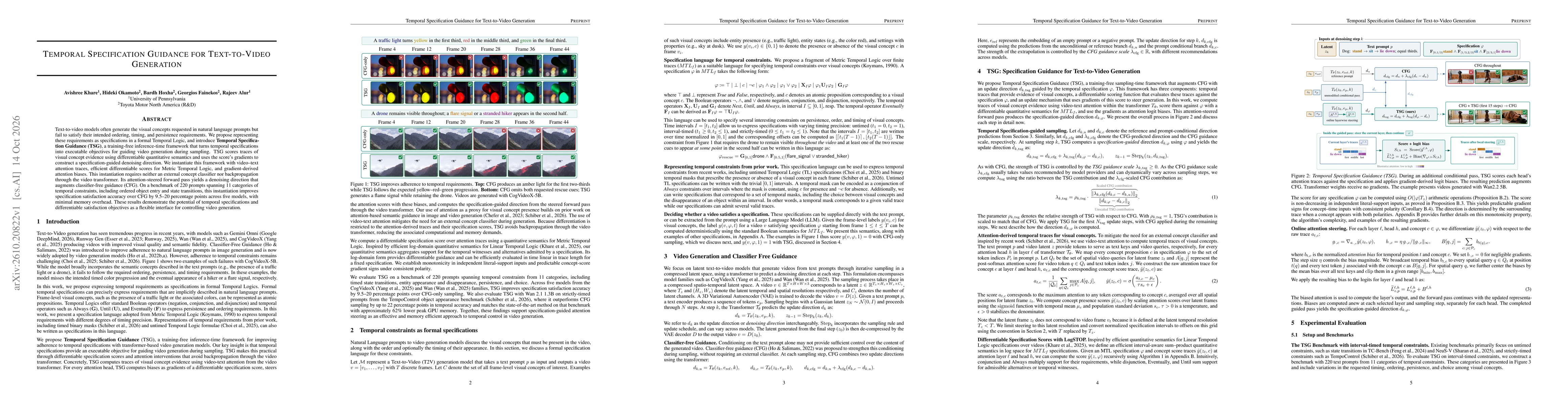 Thumbnail for Temporal Specification Guidance for Text-to-Video Generation