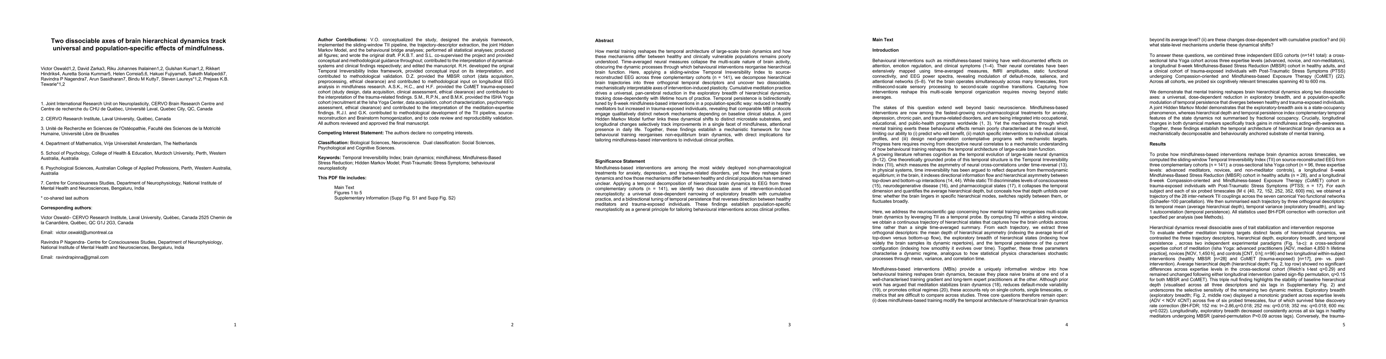 Thumbnail for Two dissociable axes of brain hierarchical dynamics track universal and population-specific effects of mindfulness