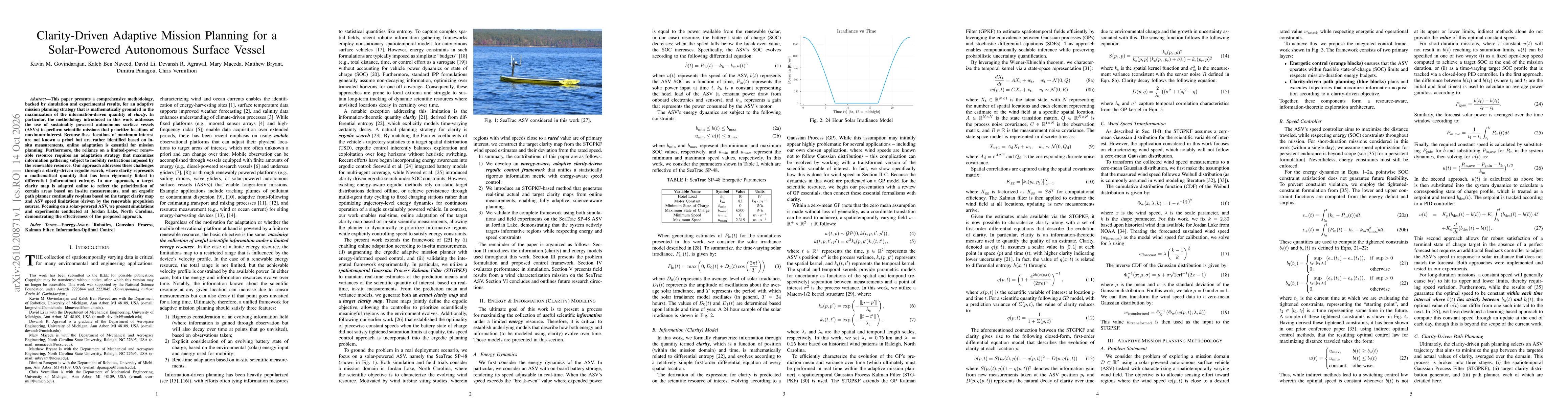Thumbnail for Clarity-Driven Adaptive Mission Planning for a Solar-Powered Autonomous Surface Vessel