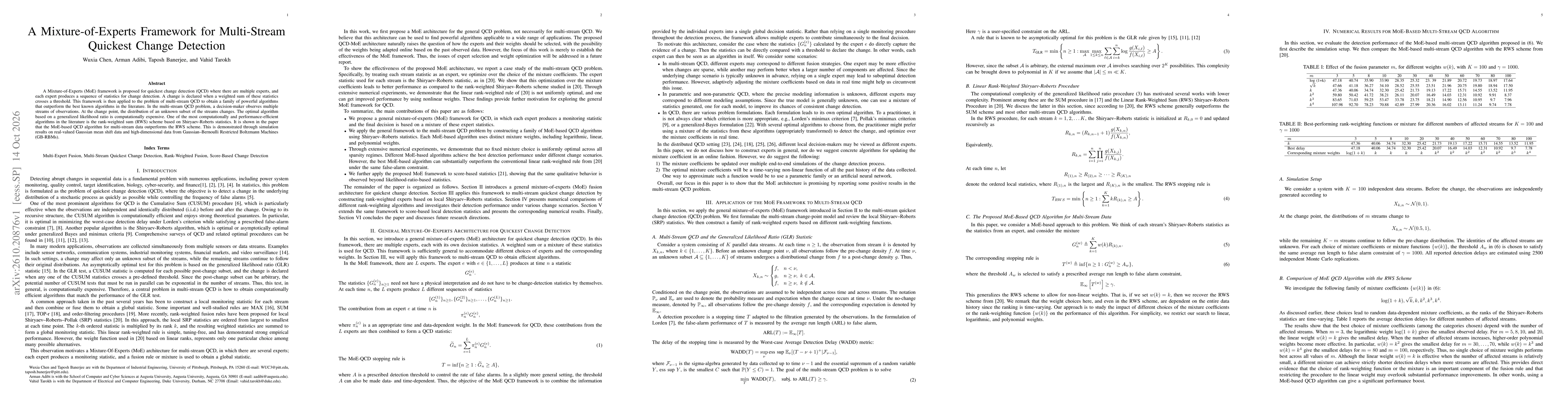 Thumbnail for A Mixture-of-Experts Framework for Multi-Stream Quickest Change Detection