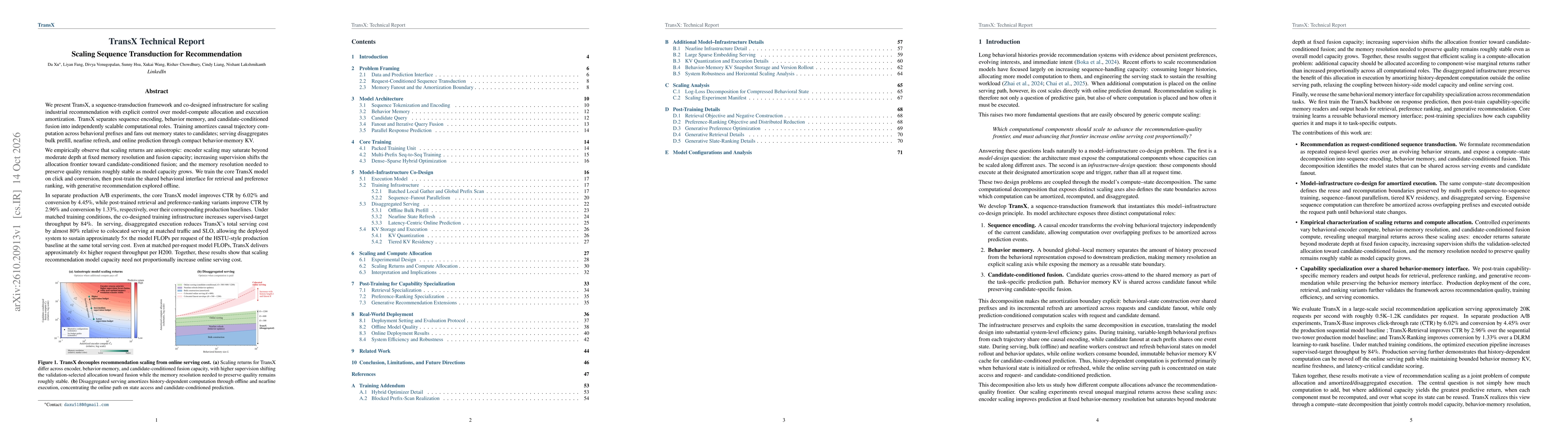 Thumbnail for TransX Technical Report: Scaling Sequence Transduction for Recommendation