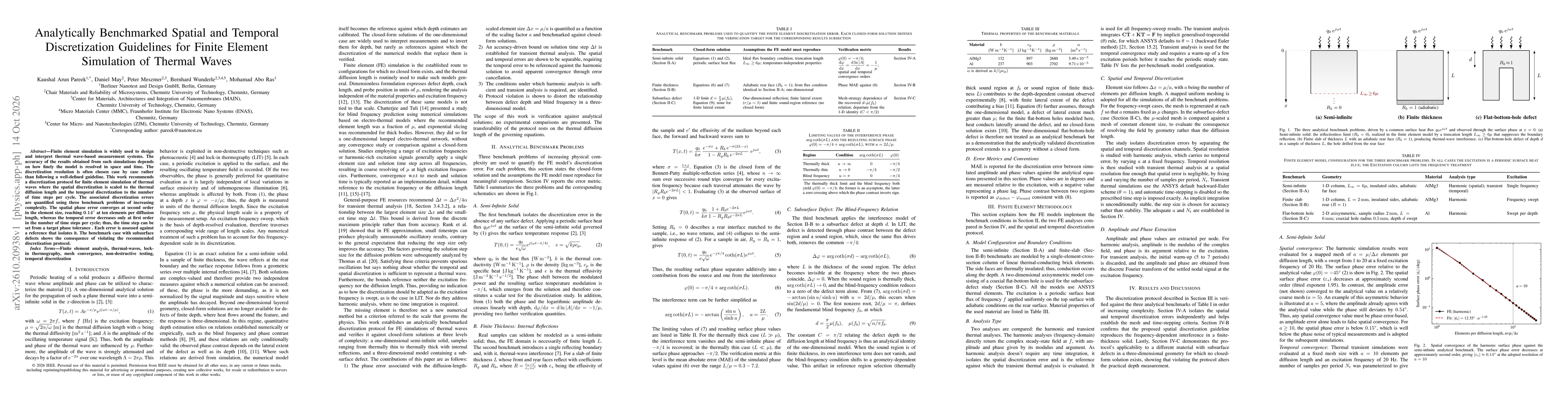 Thumbnail for Analytically Benchmarked Spatial and Temporal Discretization Guidelines for Finite Element Simulation of Thermal Waves