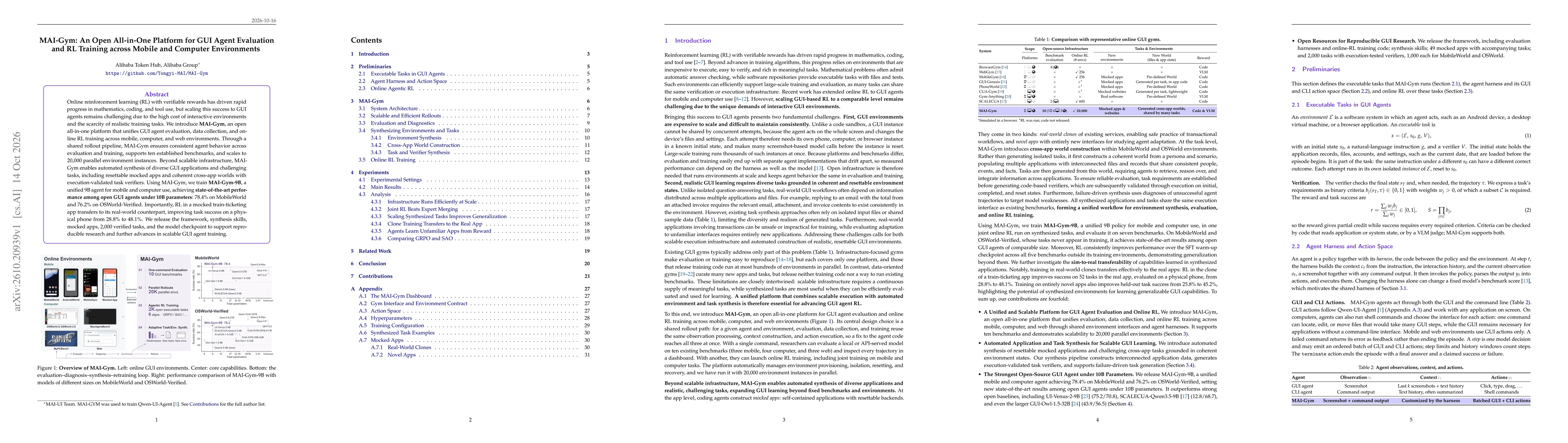 Thumbnail for MAI-Gym: An Open All-in-One Platform for GUI Agent Evaluation and RL Training across Mobile and Computer Environments