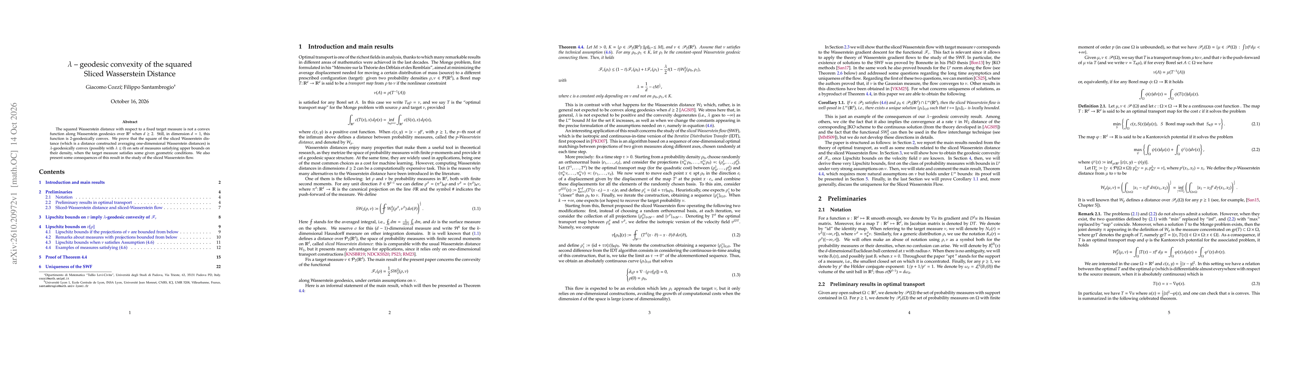 Thumbnail for $λ$-geodesic convexity of the squared sliced-Wasserstein distance