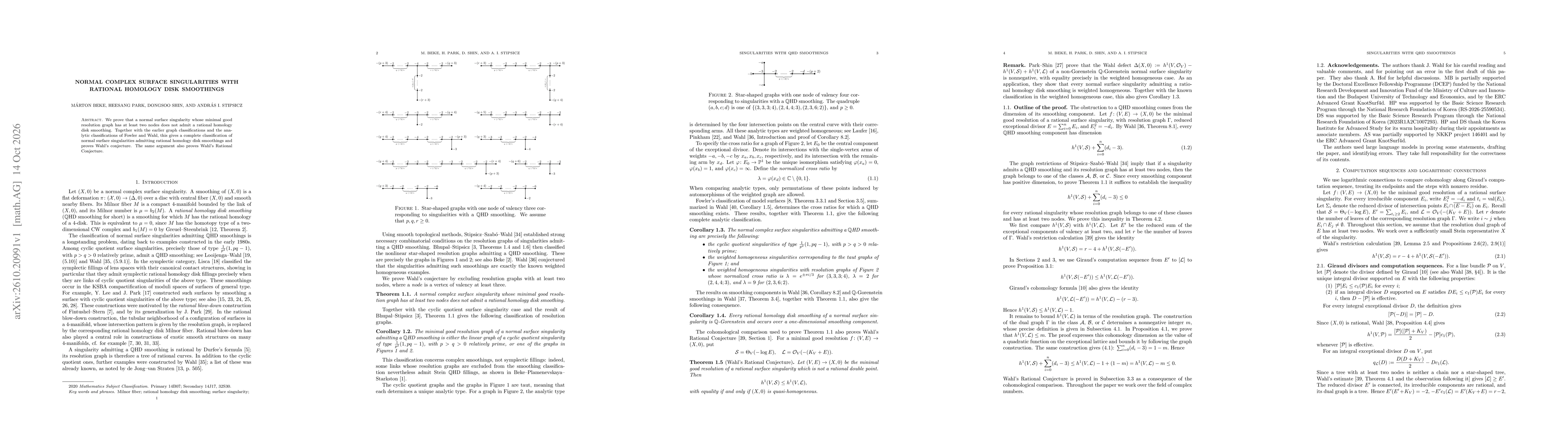 Thumbnail for Normal complex surface singularities with rational homology disk smoothings