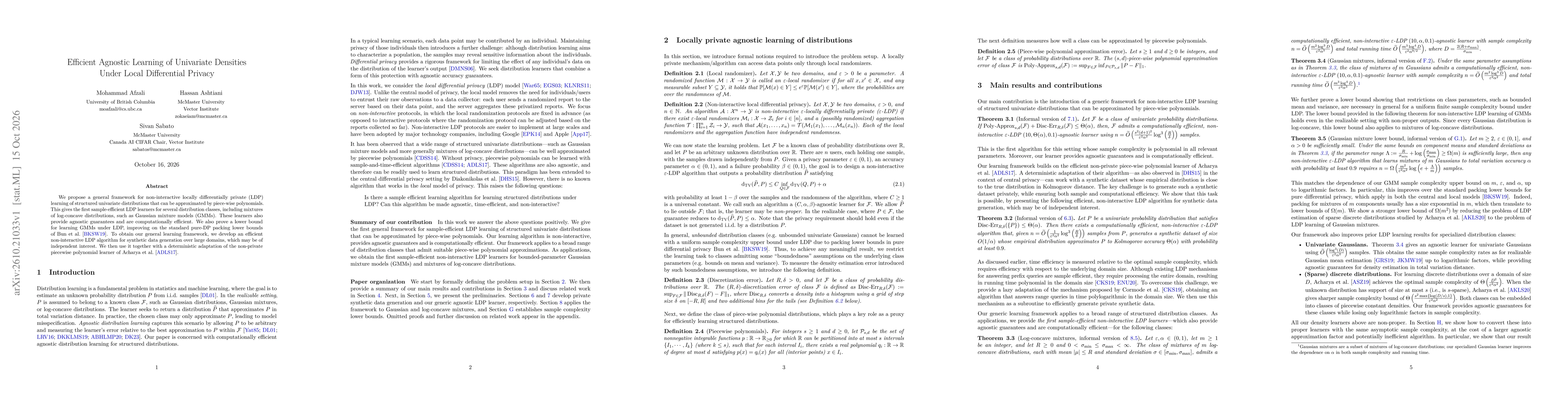 Thumbnail for Efficient Agnostic Learning of Univariate Densities Under Local Differential Privacy