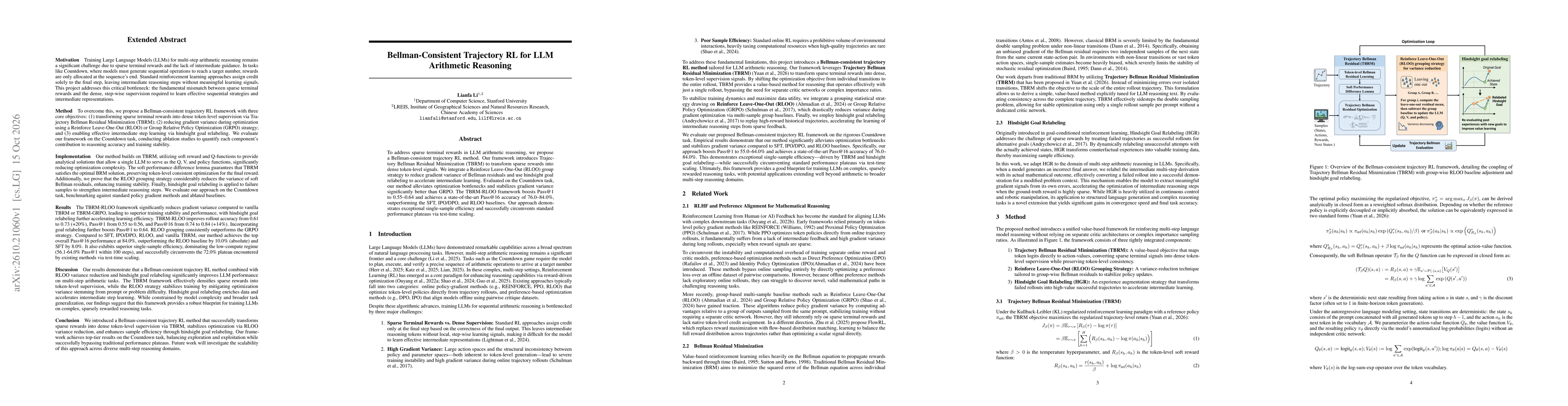 Thumbnail for Bellman-Consistent Trajectory RL for LLM Arithmetic Reasoning