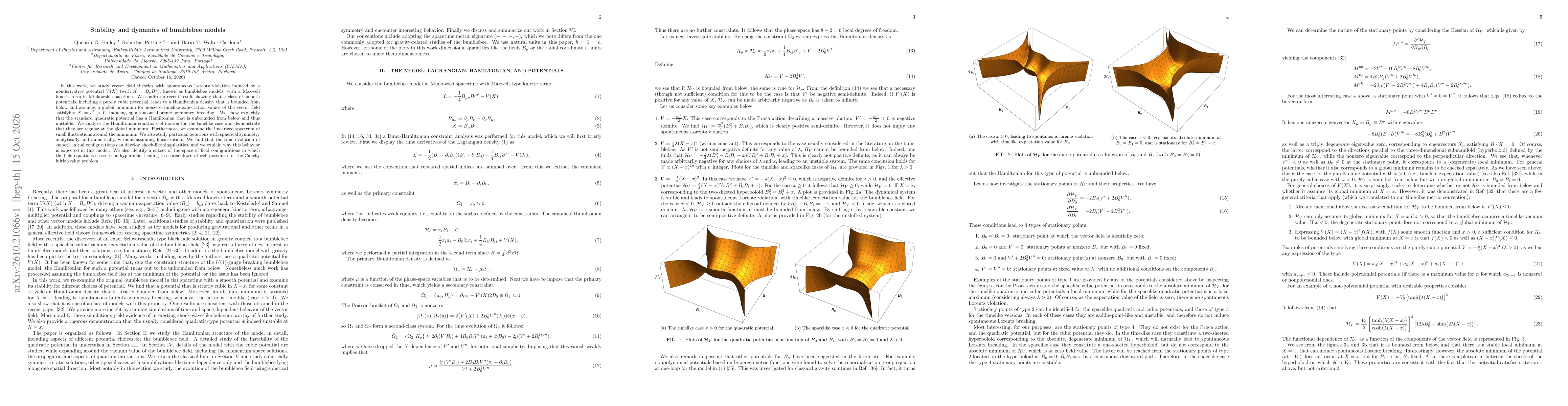 Thumbnail for Stability and dynamics of bumblebee models