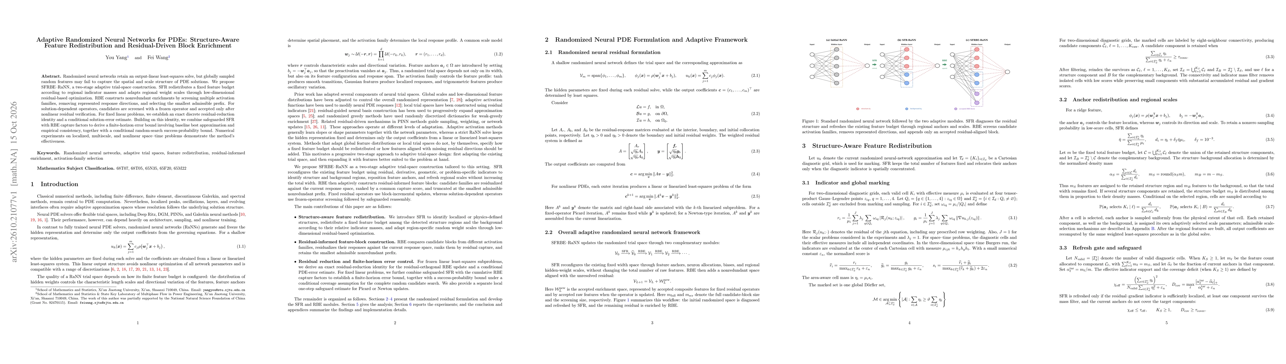 Thumbnail for Adaptive Randomized Neural Networks for PDEs: Structure-Aware Feature Redistribution and Residual-Driven Block Enrichment
