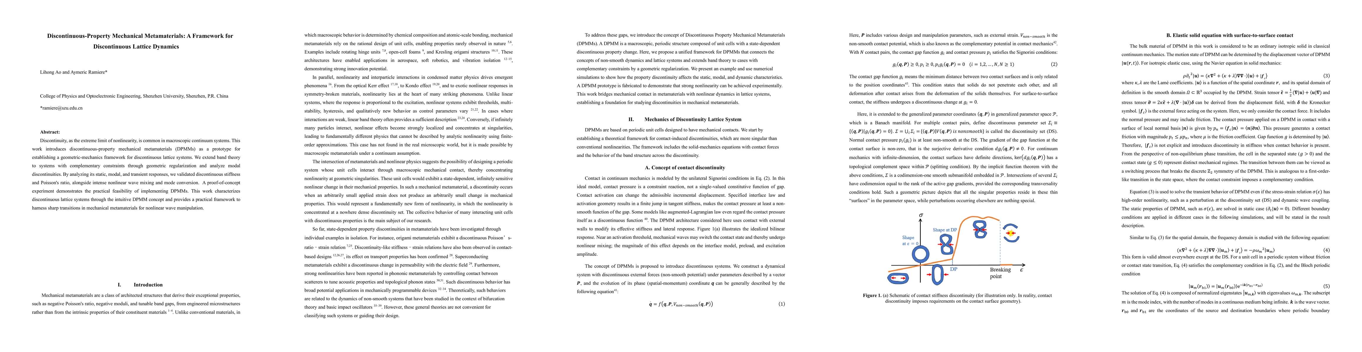 Thumbnail for Discontinuous-Property Mechanical Metamaterials: A Framework for Discontinuous Lattice Dynamics
