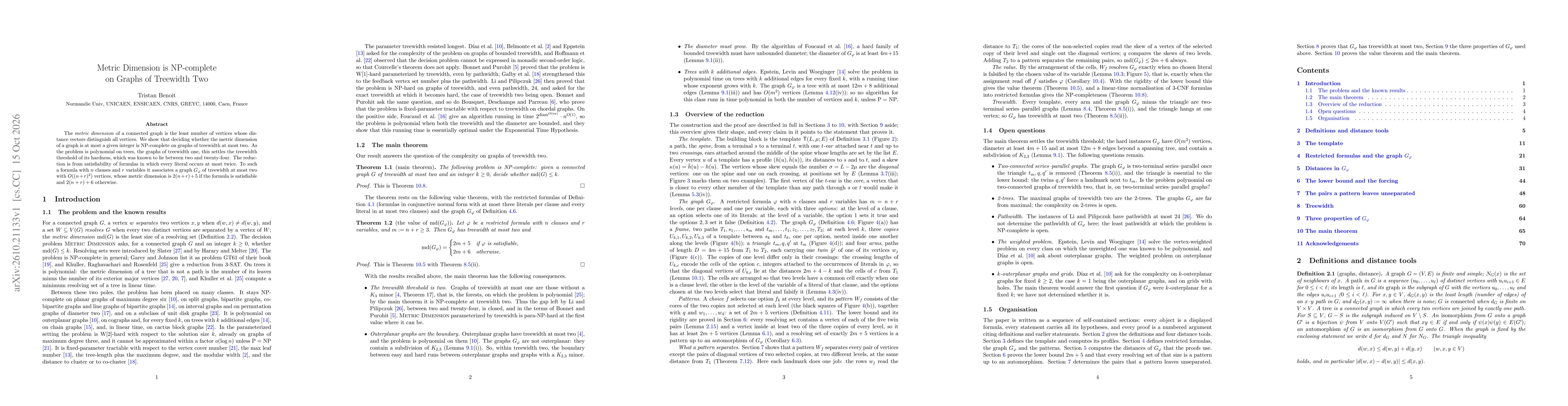 Thumbnail for Metric Dimension is NP-complete on Graphs of Treewidth Two