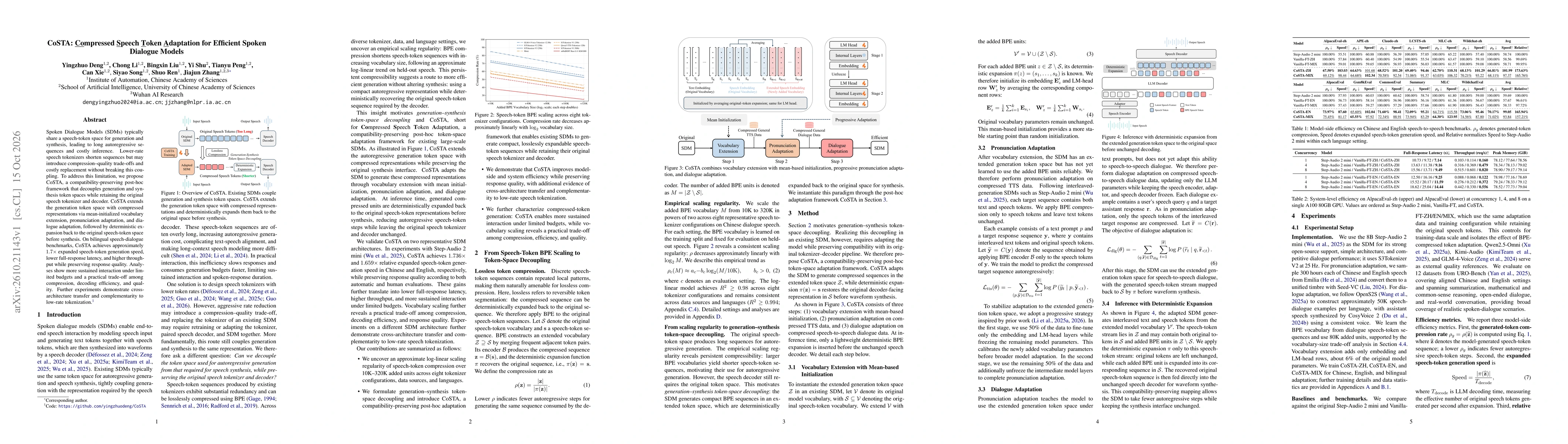 Thumbnail for CoSTA: Compressed Speech Token Adaptation for Efficient Spoken Dialogue Models