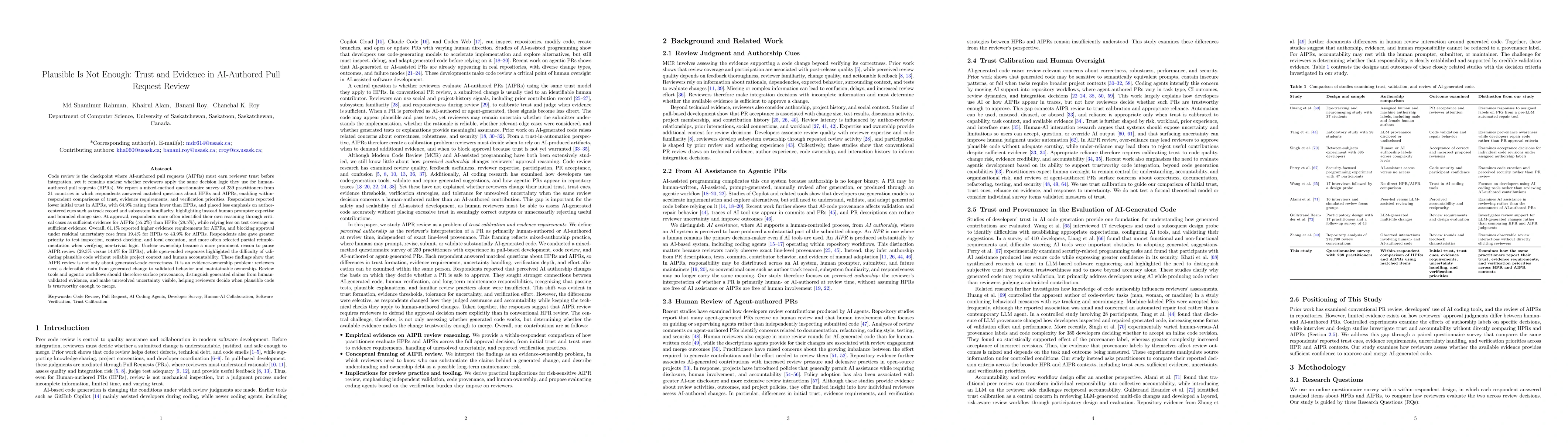 Thumbnail for Plausible Is Not Enough: Trust and Evidence in AI-Authored Pull Request Review