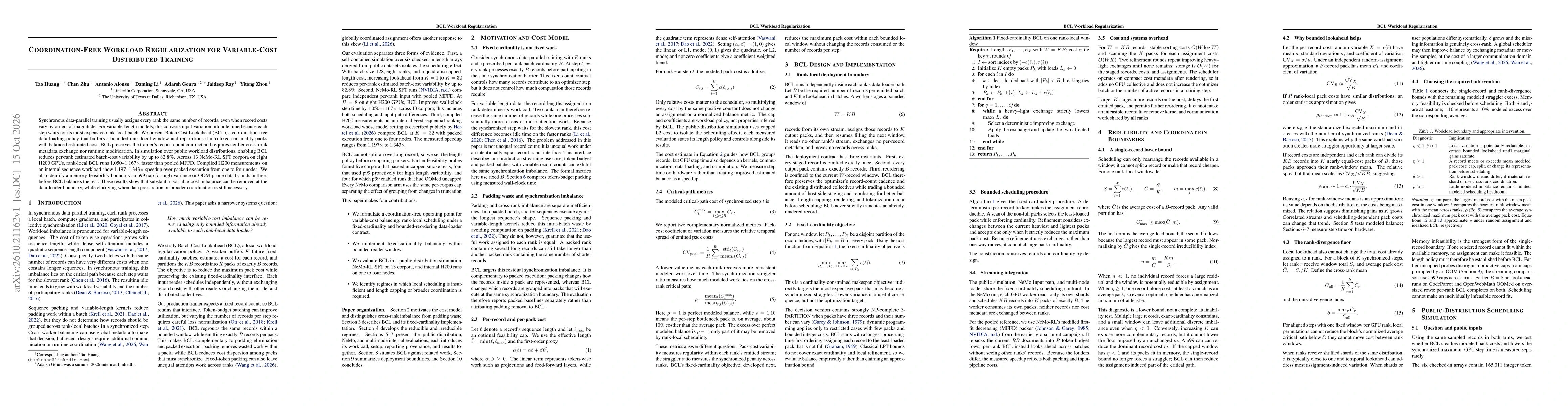 Thumbnail for Coordination-Free Workload Regularization for Variable-Cost Distributed Training