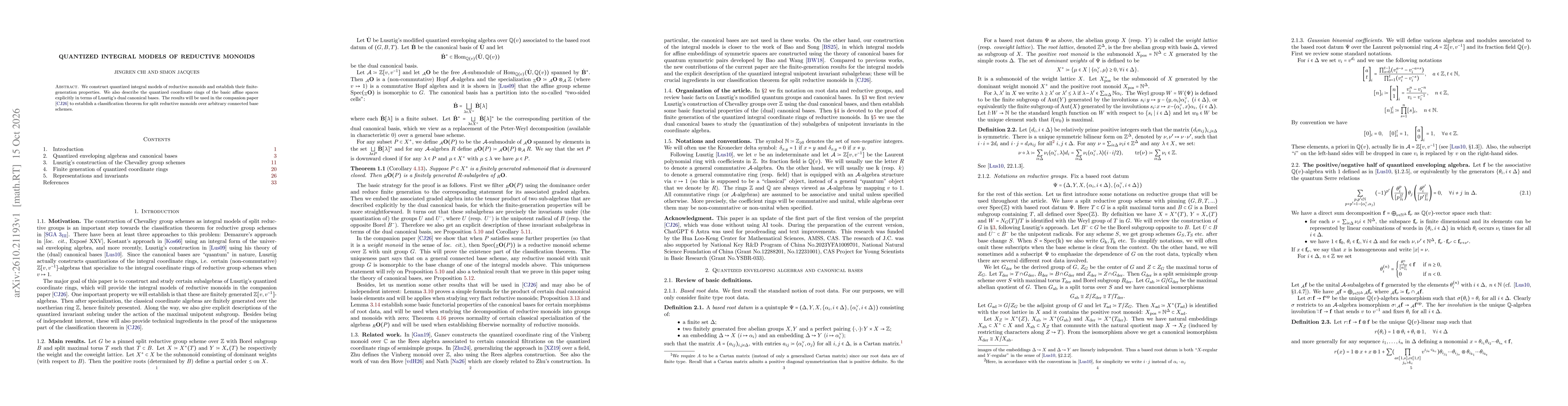 Thumbnail for Quantized integral models of reductive monoids