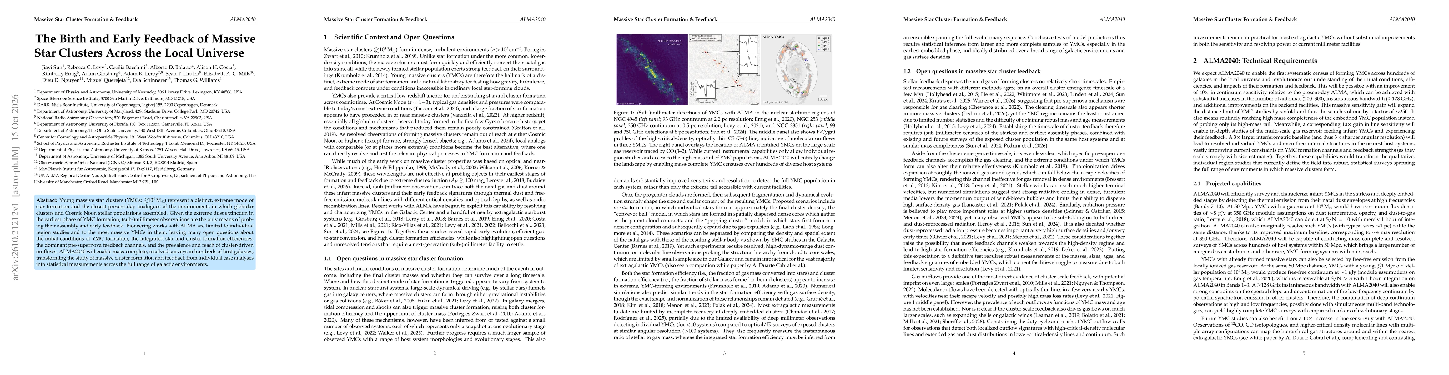 Thumbnail for The Birth and Early Feedback of Massive Star Clusters Across the Local Universe