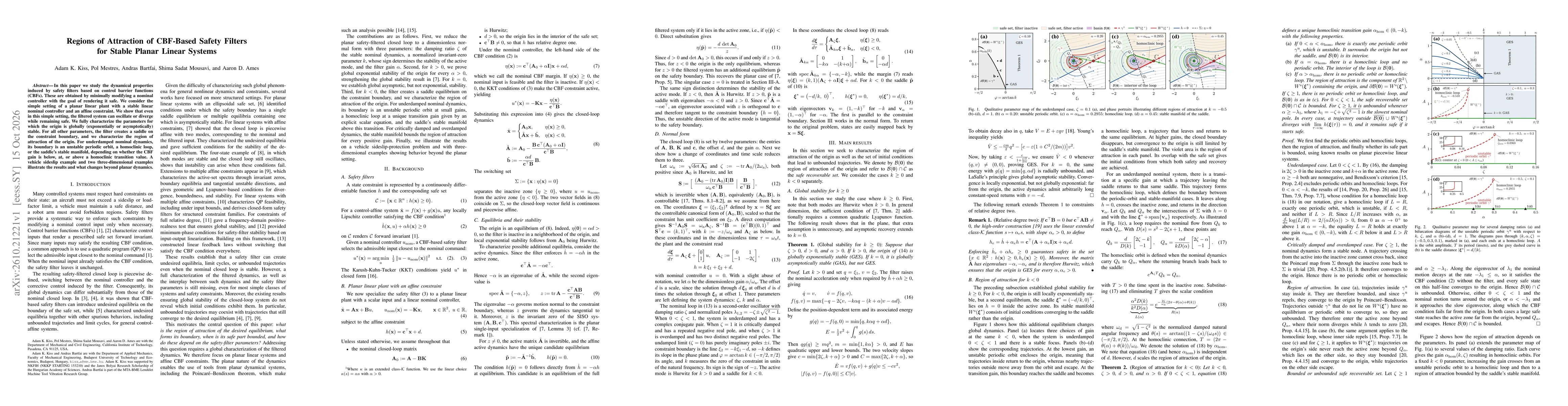 Thumbnail for Regions of Attraction of CBF-Based Safety Filters for Stable Planar Linear Systems