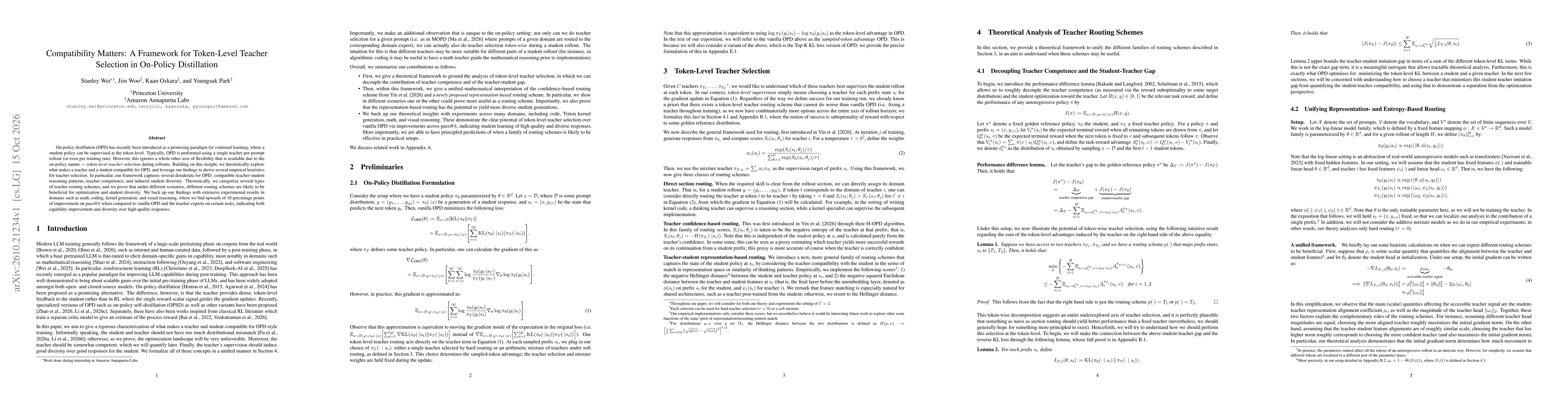 Thumbnail for Compatibility Matters: A Framework for Token-Level Teacher Selection in On-Policy Distillation