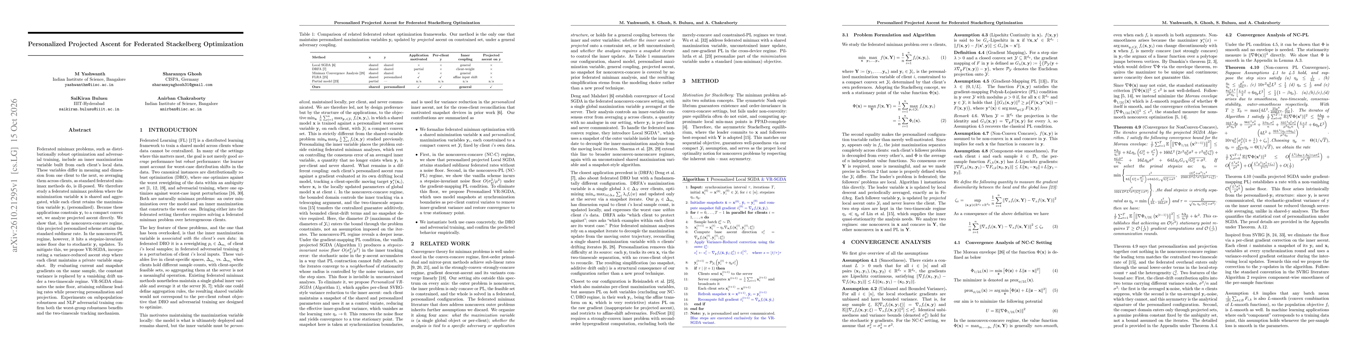 Thumbnail for Personalized Projected Ascent for Federated Stackelberg Optimization