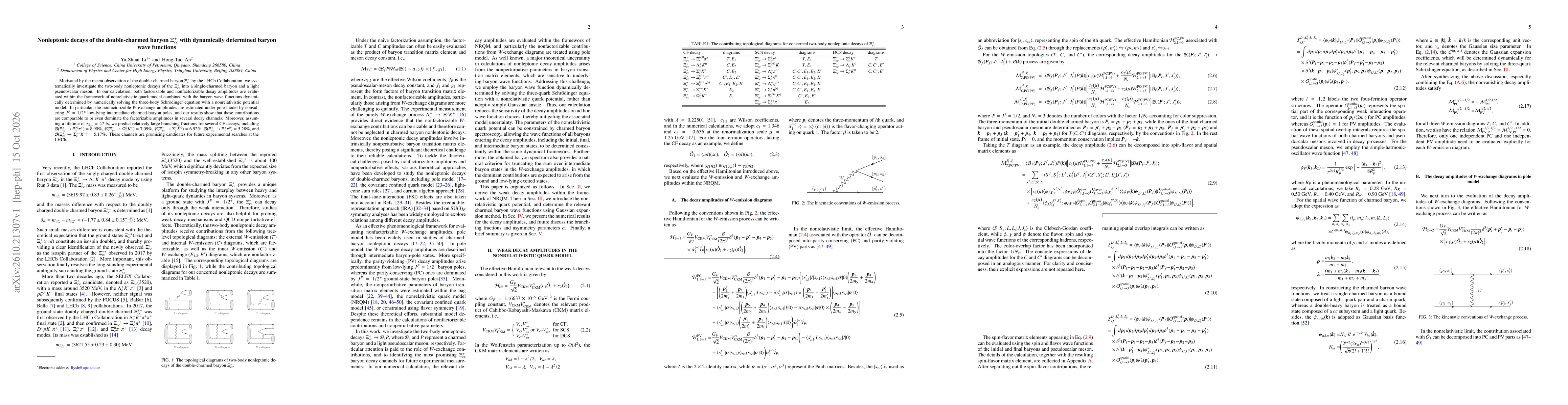 Thumbnail for Nonleptonic decays of the double-charmed baryon $Ξ_{cc}^{+}$ with dynamically determined baryon wave functions