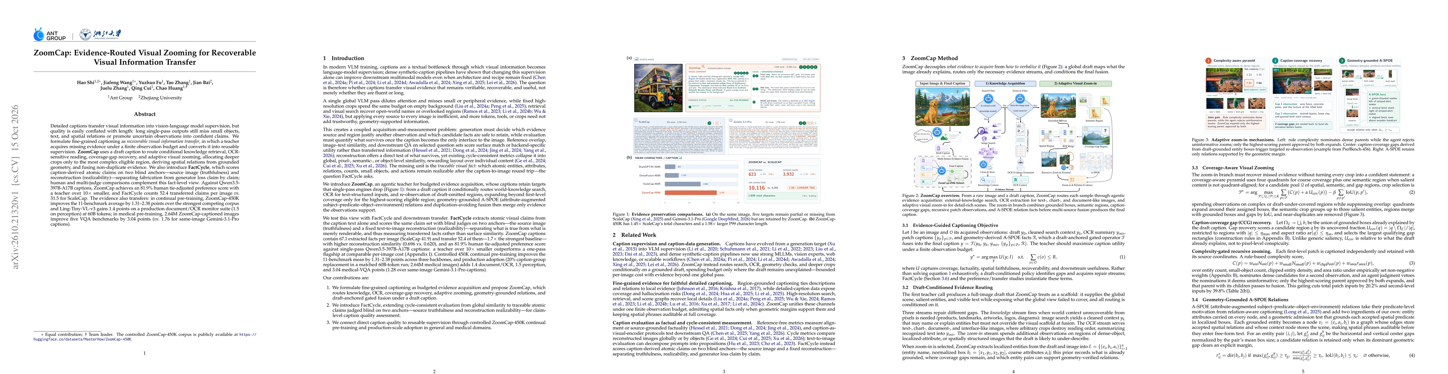 Thumbnail for ZoomCap: Evidence-Routed Visual Zooming for Recoverable Visual Information Transfer
