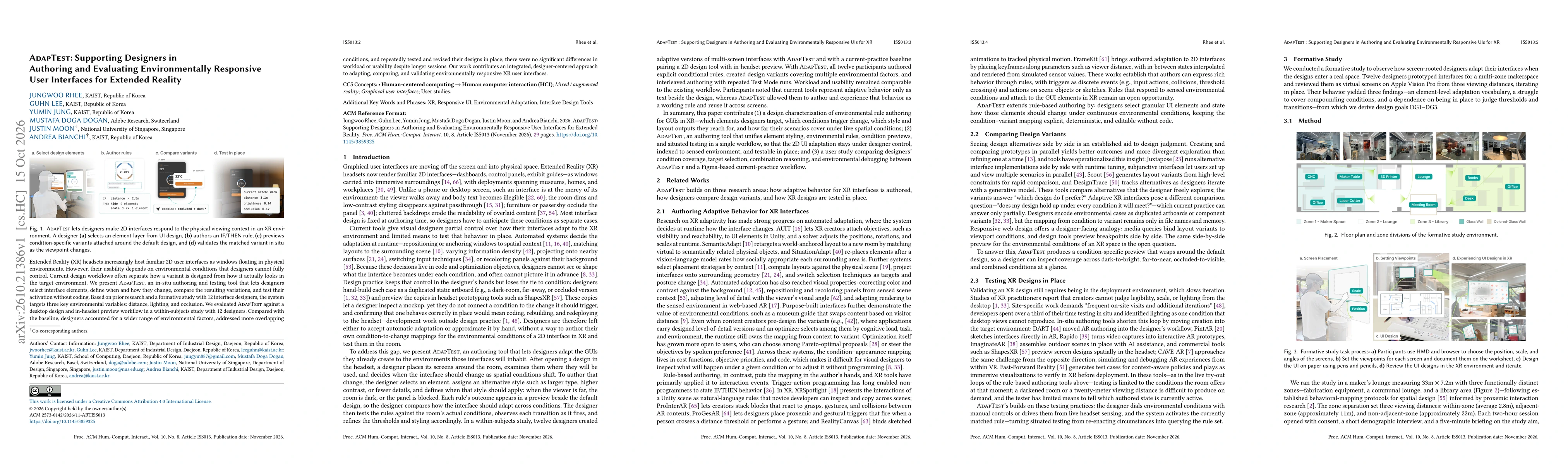 Thumbnail for AdapTest: Supporting Designers in Authoring and Evaluating Environmentally Responsive User Interfaces for Extended Reality