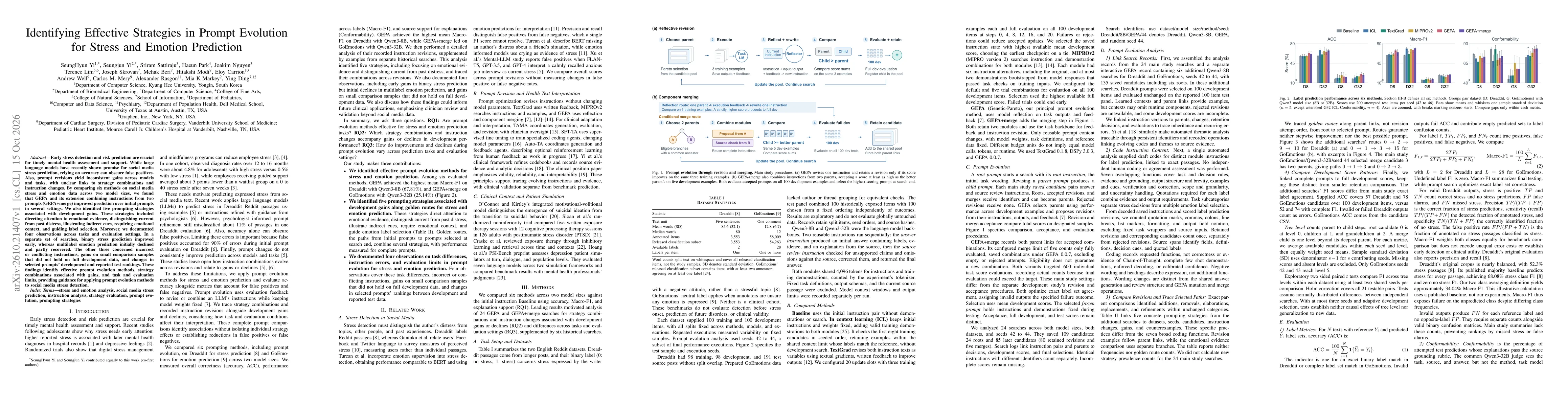 Thumbnail for Identifying Effective Strategies in Prompt Evolution for Stress and Emotion Prediction