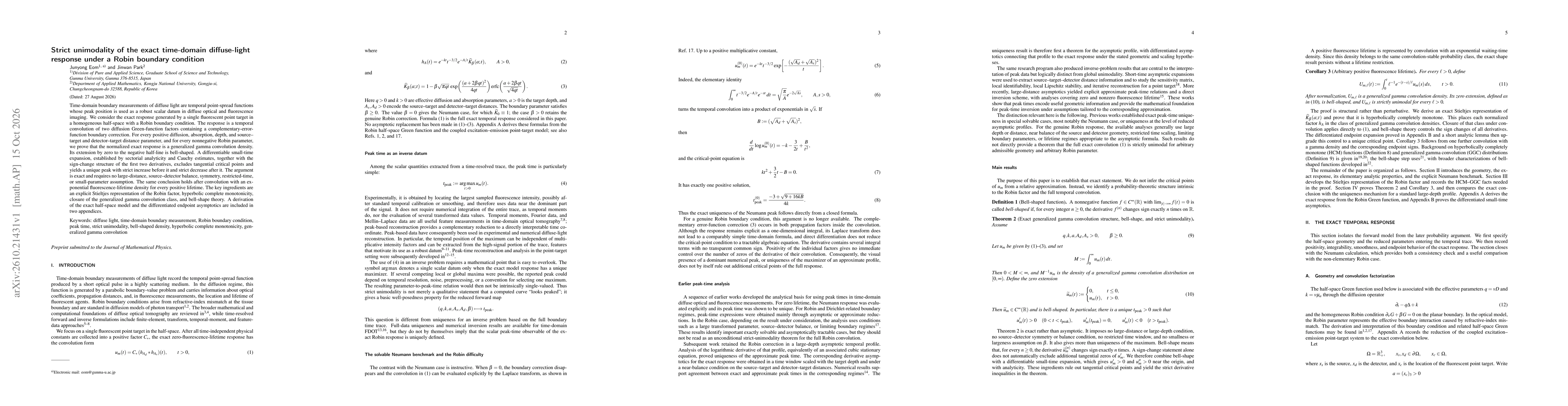 Thumbnail for Strict unimodality of the exact time-domain diffuse-light response under a Robin boundary condition
