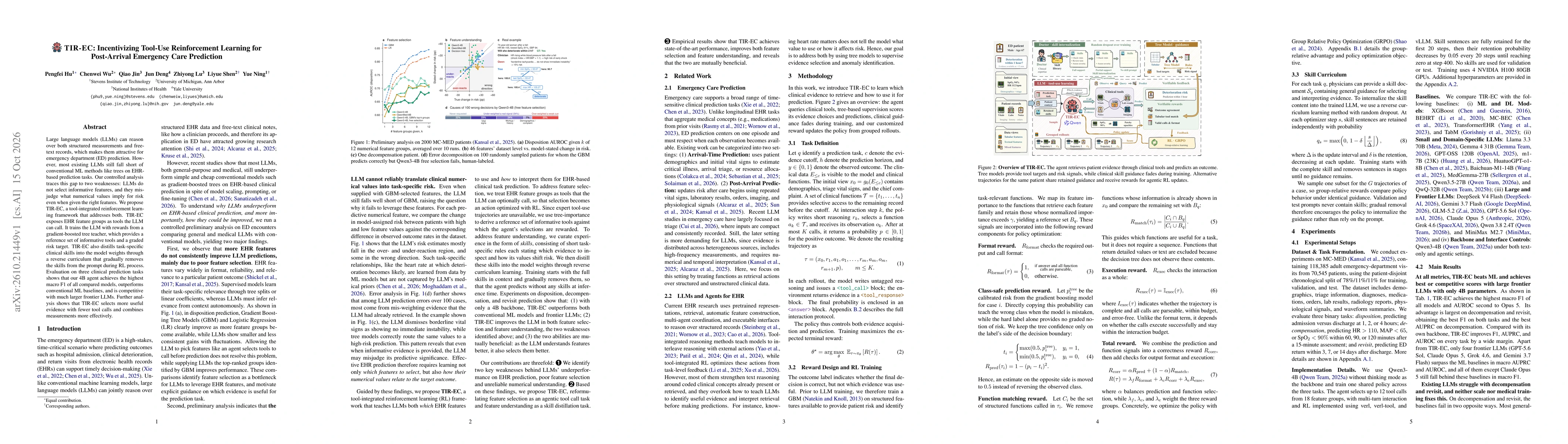 Thumbnail for Incentivizing Tool-Use Reinforcement Learning for Post-Arrival Emergency Care Prediction