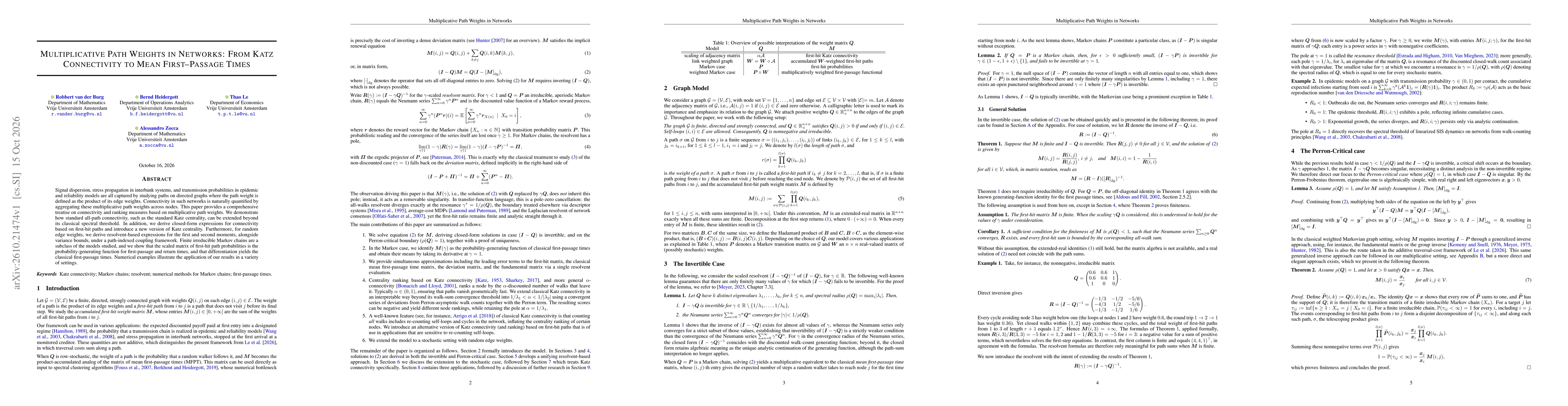 Thumbnail for Multiplicative Path Weights in Networks: From Katz Connectivity to Mean First-Passage Times