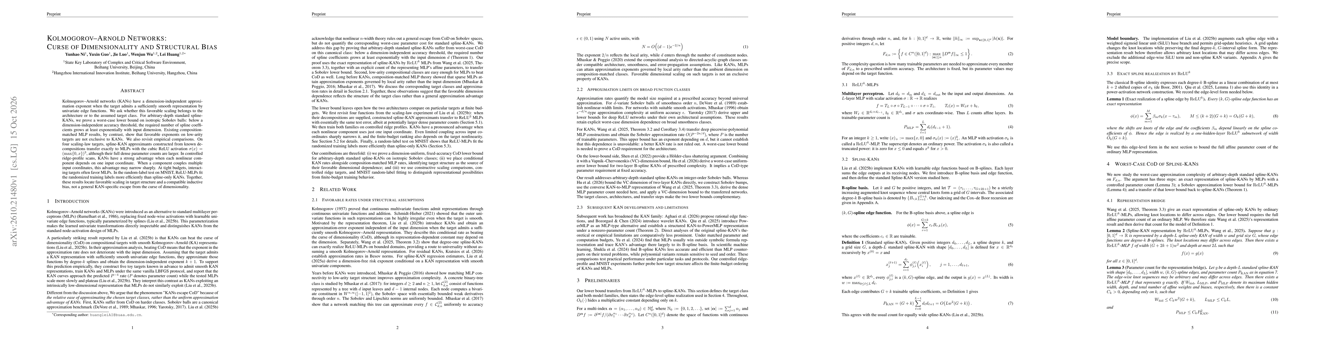 Thumbnail for Kolmogorov-Arnold Networks: Curse of Dimensionality and Structural Bias