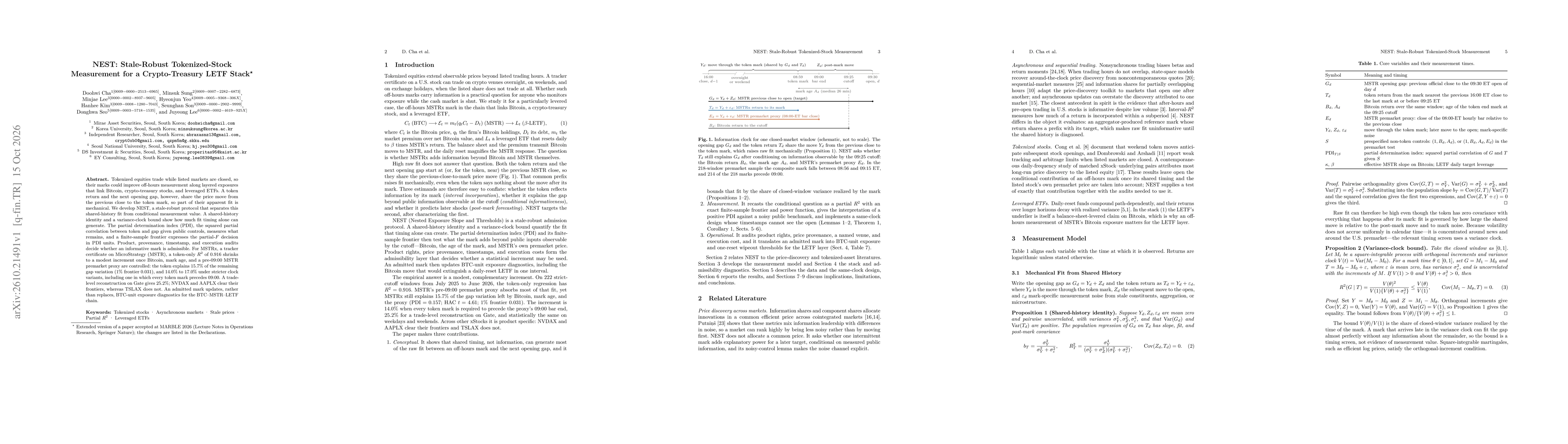 Thumbnail for NEST: Stale-Robust Tokenized-Stock Measurement for a Crypto-Treasury LETF Stack