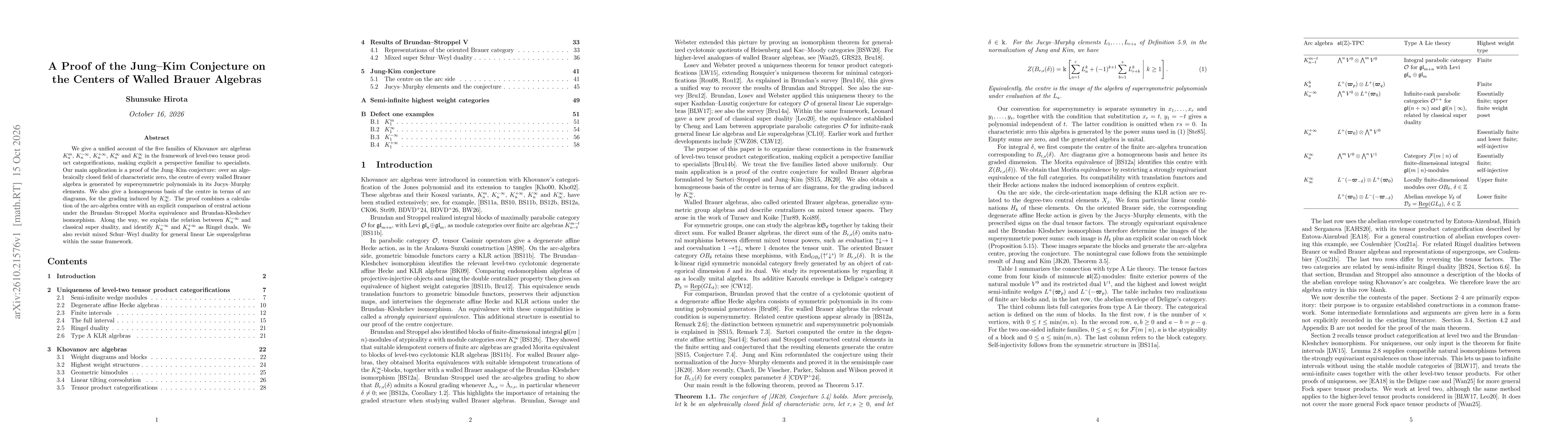 Thumbnail for A Proof of the Jung-Kim Conjecture on the Centers of Walled Brauer Algebras