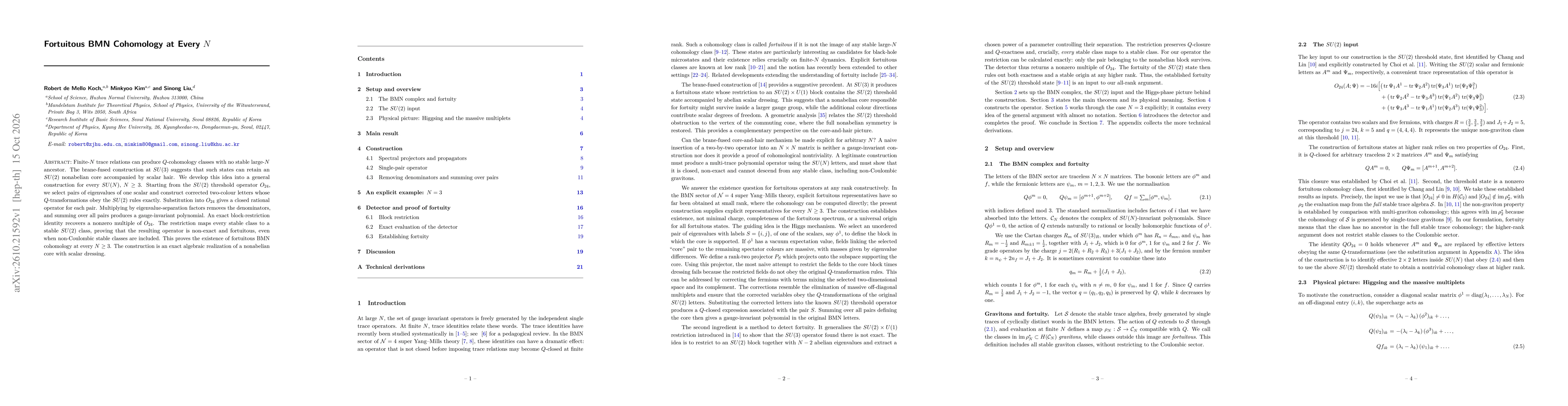 Thumbnail for Fortuitous BMN Cohomology at Every $N$