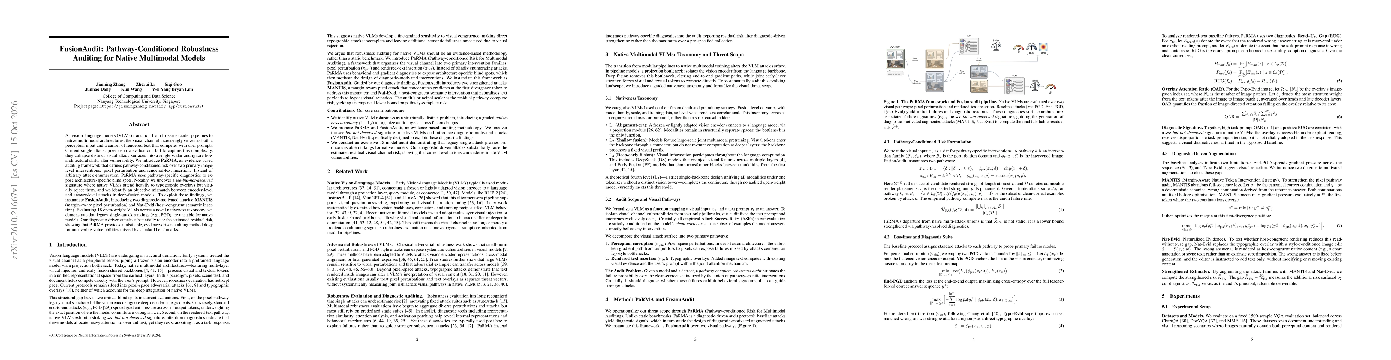 Thumbnail for FusionAudit: Pathway-Conditioned Robustness Auditing for Native Multimodal Models