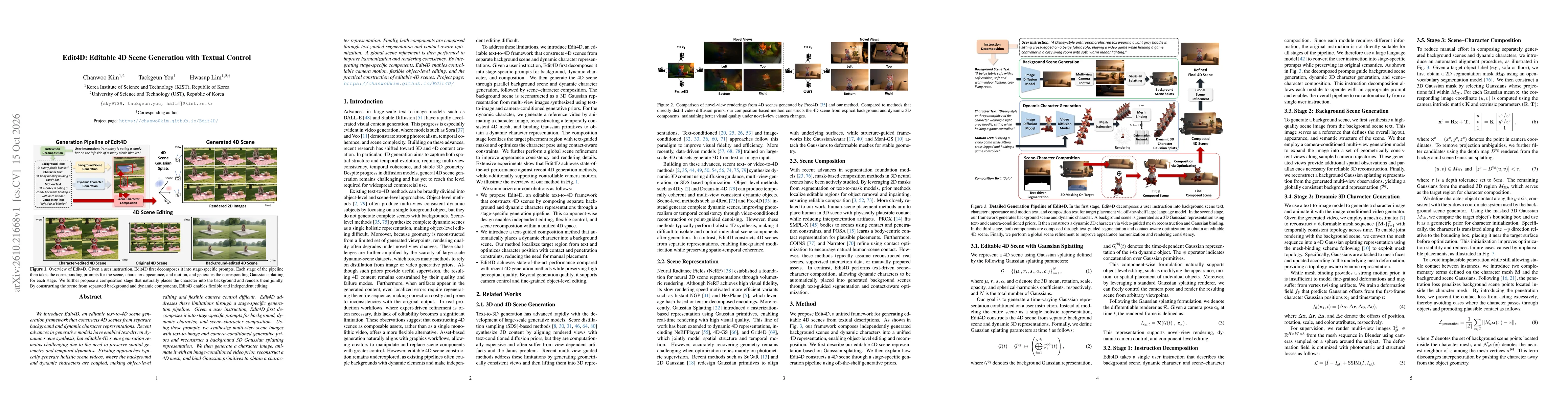 Thumbnail for Edit4D: Editable 4D Scene Generation with Textual Control