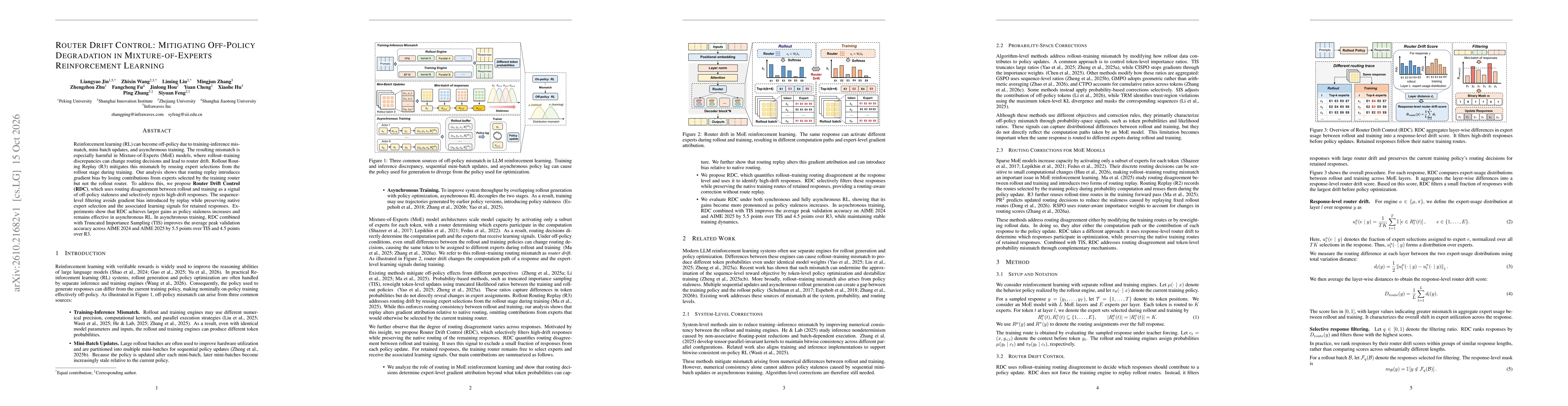 Thumbnail for Router Drift Control: Mitigating Off-Policy Degradation in Mixture-of-Experts Reinforcement Learning