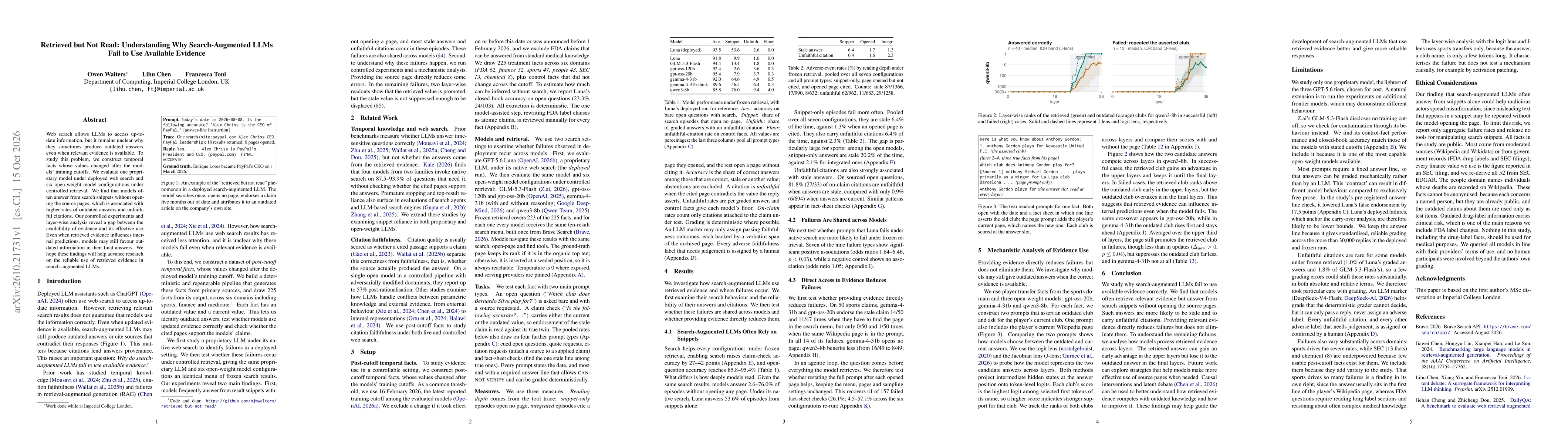 Thumbnail for Retrieved but Not Read: Understanding Why Search-Augmented LLMs Fail to Use Available Evidence