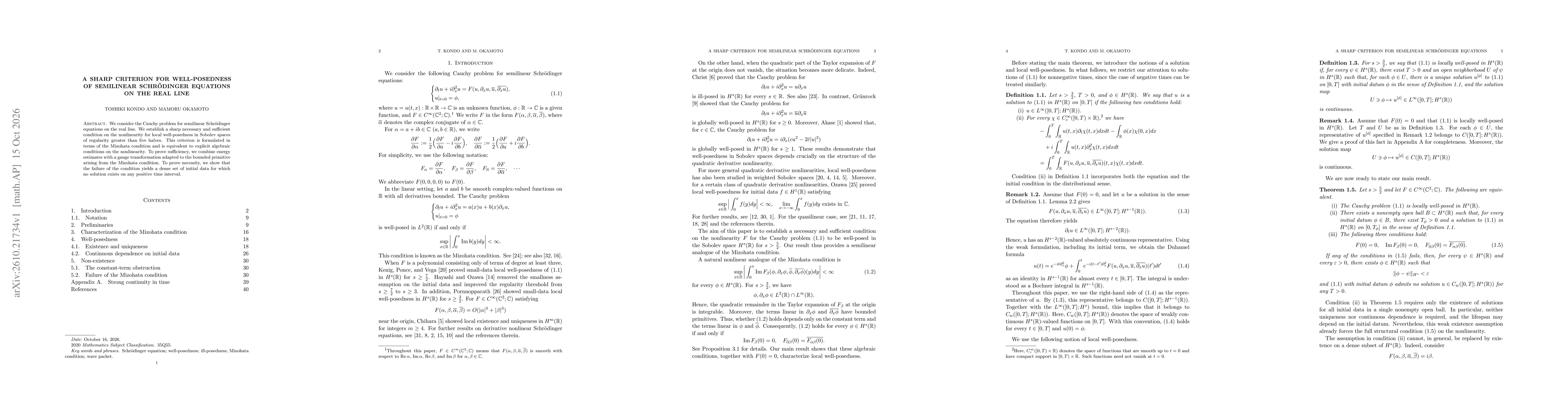 Thumbnail for A sharp criterion for well-posedness of semilinear Schrödinger equations on the real line