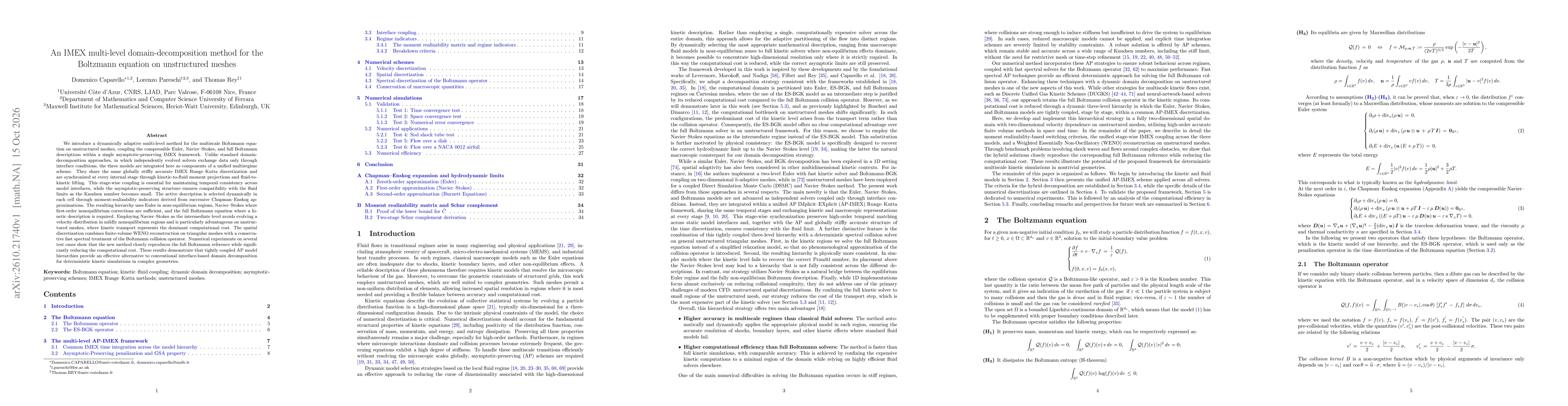 Thumbnail for An IMEX multi-level domain-decomposition method for the Boltzmann equation on unstructured meshes