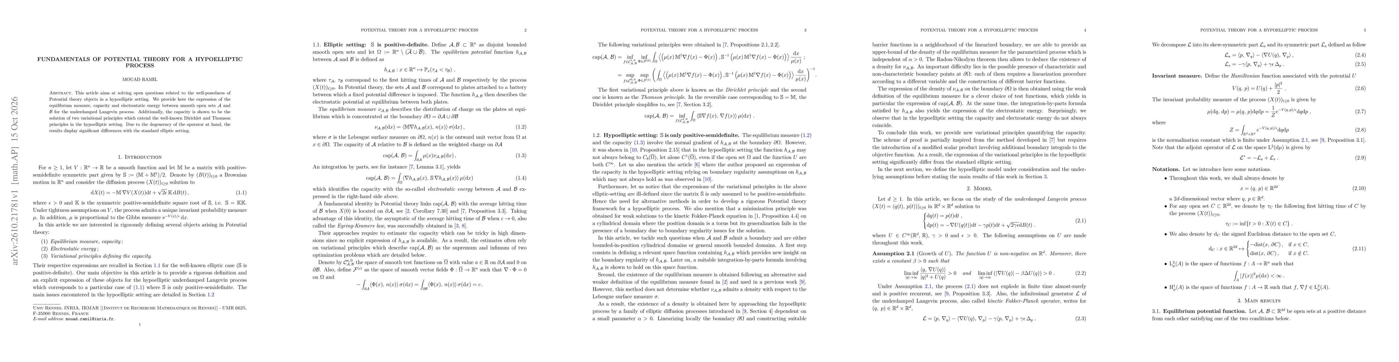 Thumbnail for Fundamentals of Potential theory for a hypoelliptic process
