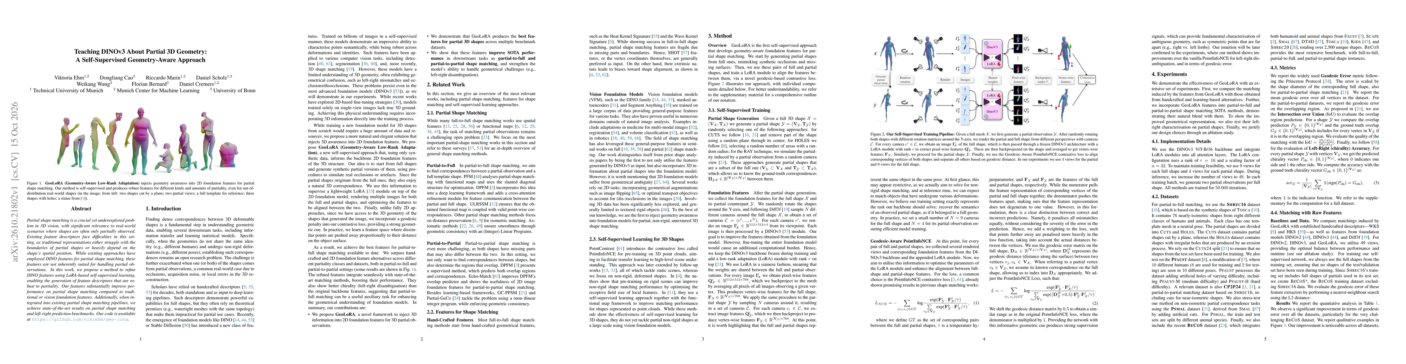 Thumbnail for Teaching DINOv3 About Partial 3D Geometry: A Self-Supervised Geometry-Aware Approach