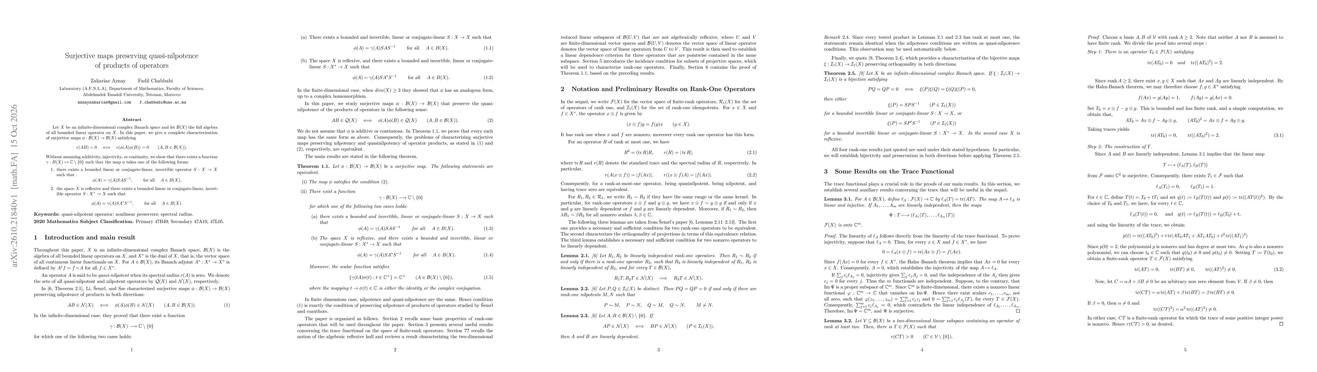 Thumbnail for Surjective maps preserving quasi-nilpotence of products of operators