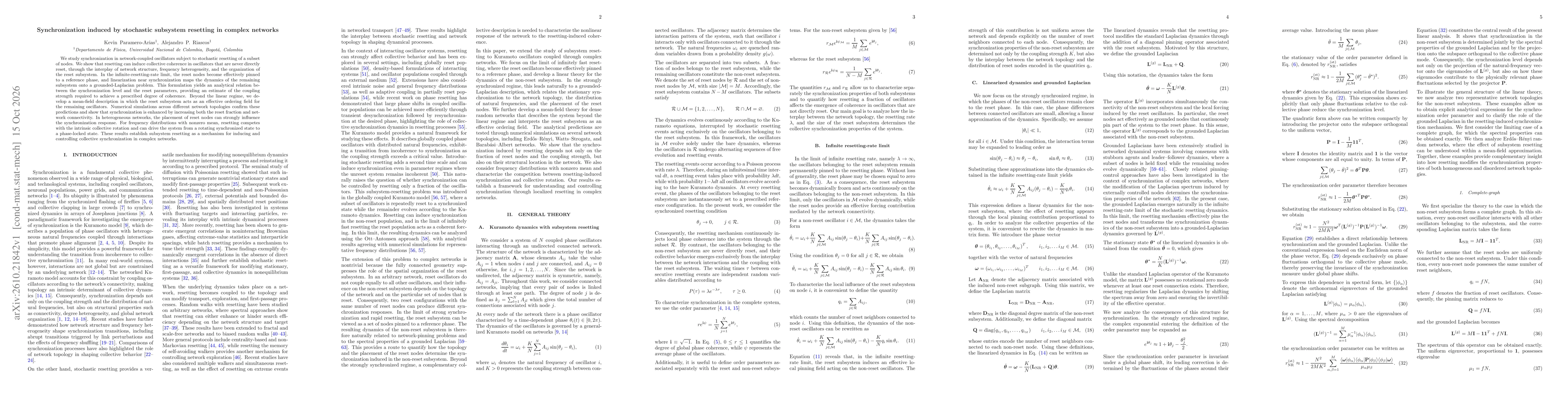 Thumbnail for Synchronization induced by stochastic subsystem resetting in complex networks