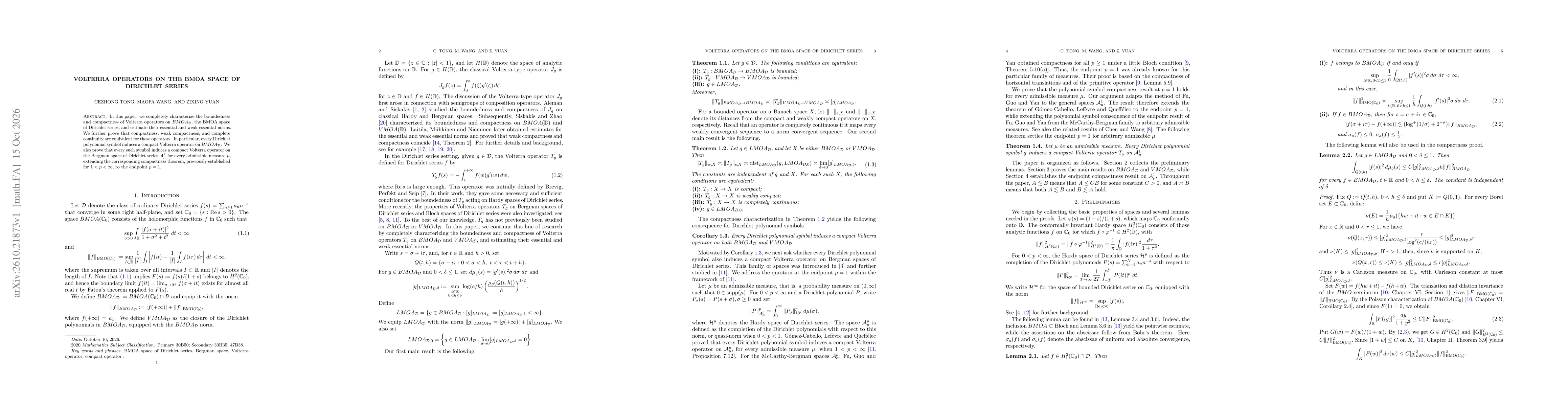 Thumbnail for Volterra operators on the BMOA space of Dirichlet series