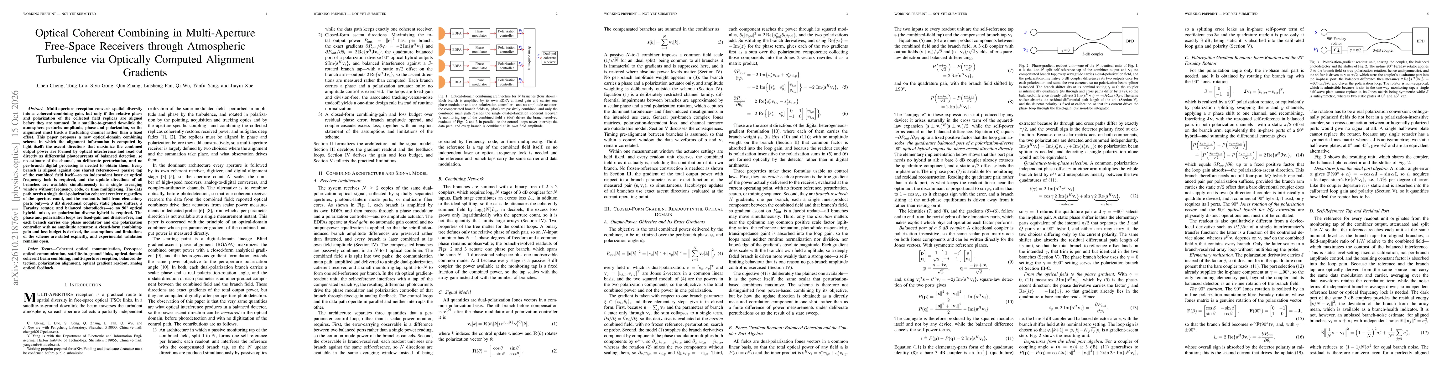 Thumbnail for Optical Coherent Combining in Multi-Aperture Free-Space Receivers through Atmospheric Turbulence via Optically Computed Alignment Gradients