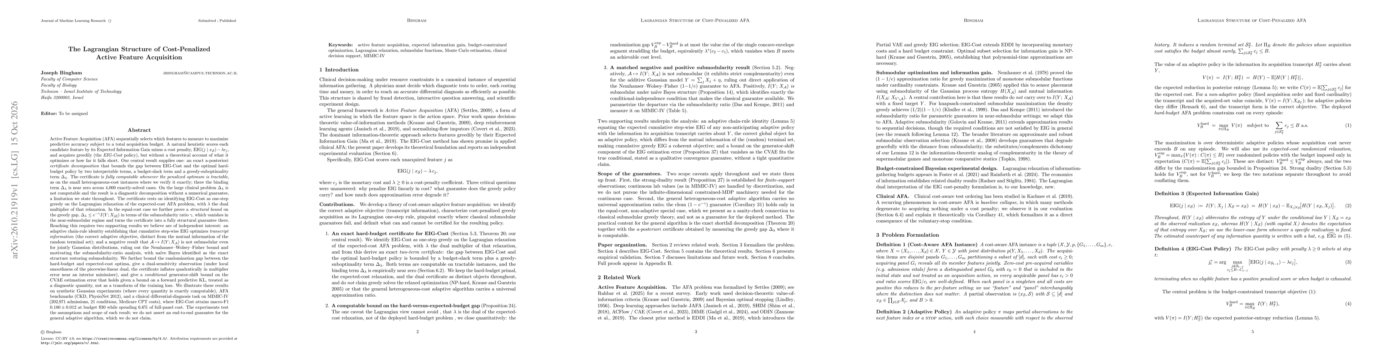 Thumbnail for The Lagrangian Structure of Cost-Penalized Active Feature Acquisition