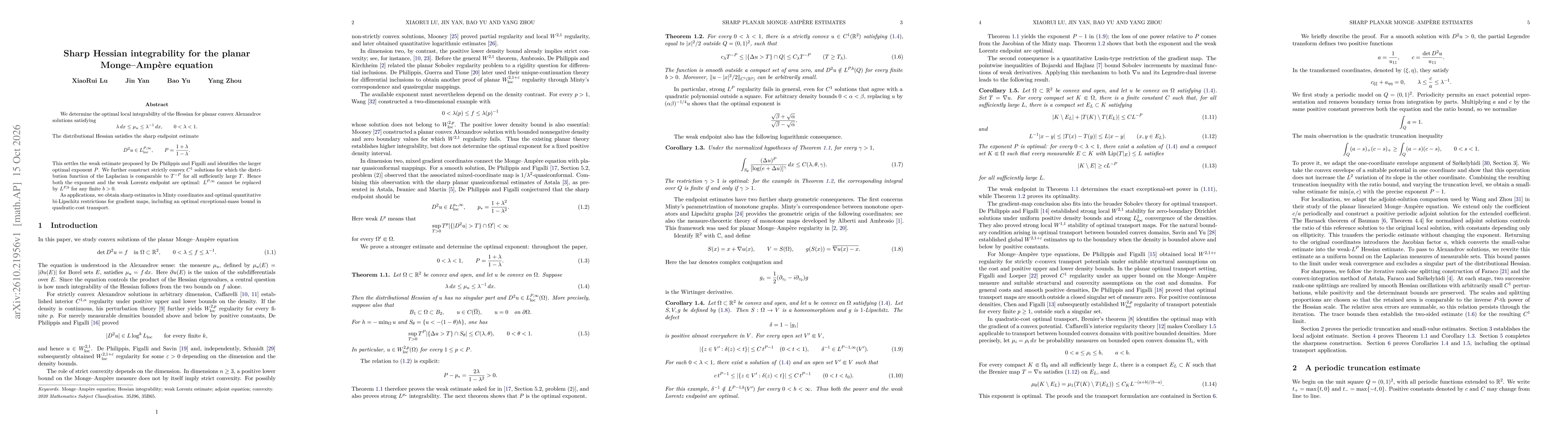 Thumbnail for Sharp Hessian integrability for the planar Monge--Ampère equation