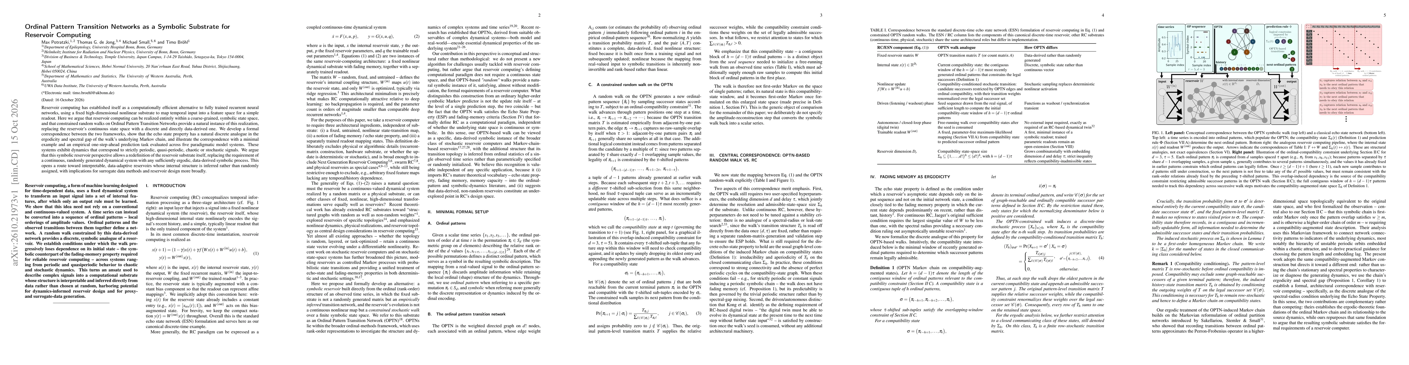 Thumbnail for Ordinal-pattern transition networks as a symbolic substrate for reservoir computing