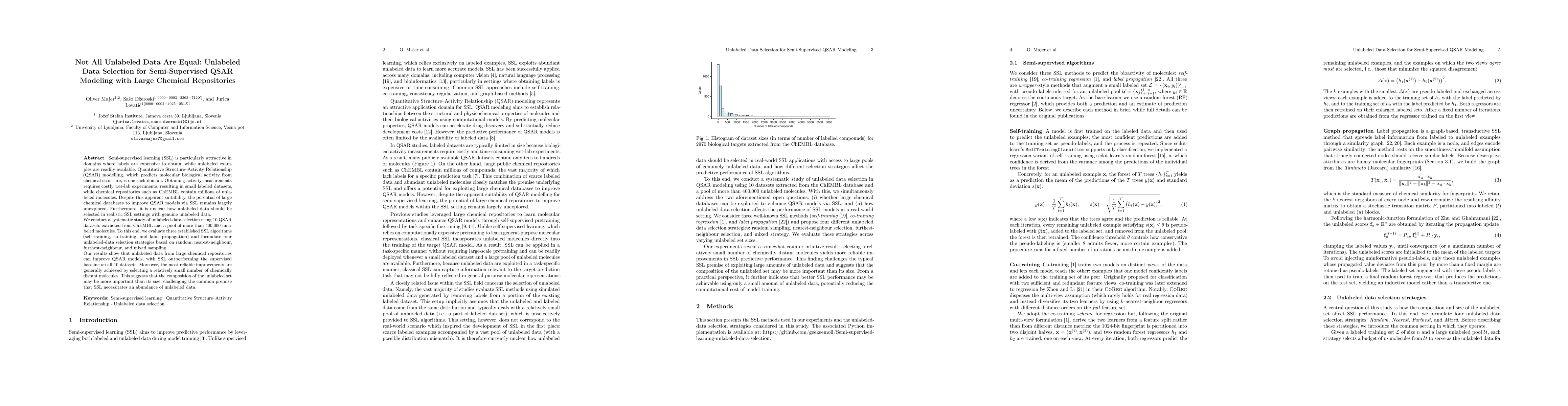 Thumbnail for Not All Unlabeled Data Are Equal: Unlabeled Data Selection for Semi-Supervised QSAR Modeling with Large Chemical Repositories